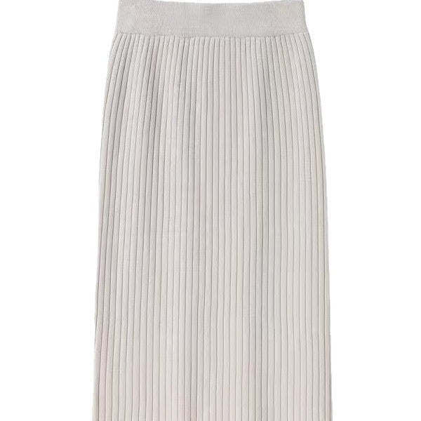 Solid Color Knitted Skirt For Effortless Everyday Style-Theone Apparel