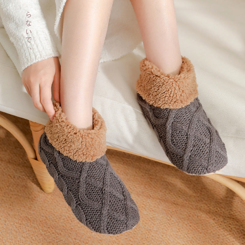 Super Soft Knit Style Slip On House Slippers in Various Colors-Boot Socks Dark Gray-Theone Apparel