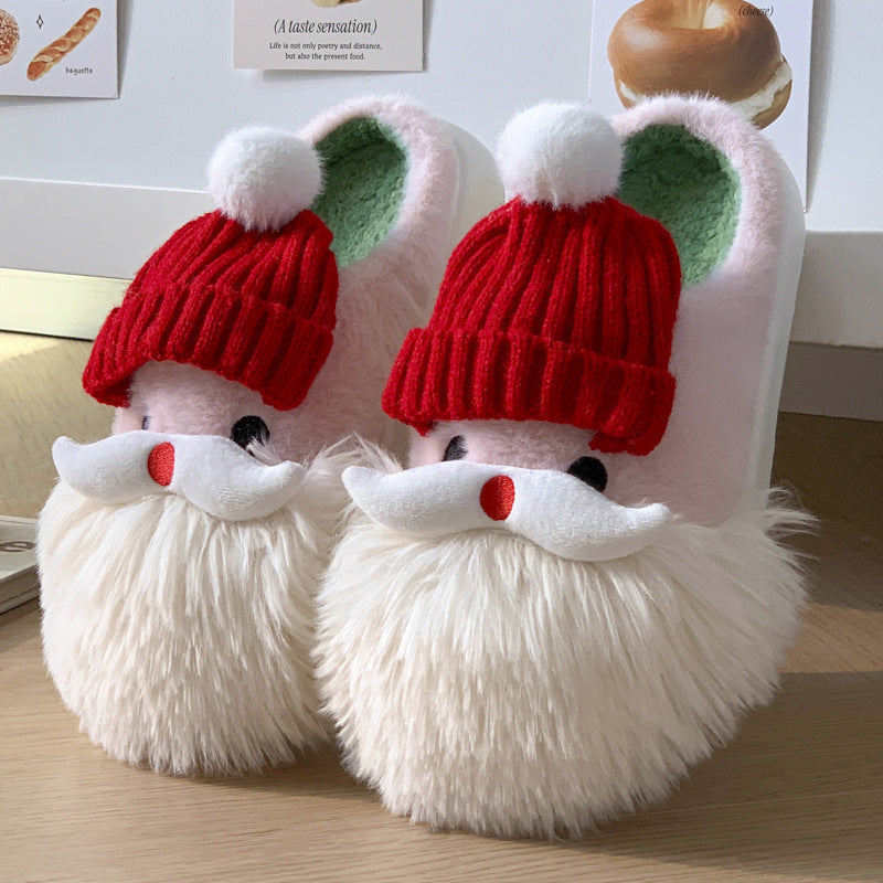 Super Soft and Fluffy White and Red Santa Clause 3D Slippers-Santa Claus-Theone Apparel