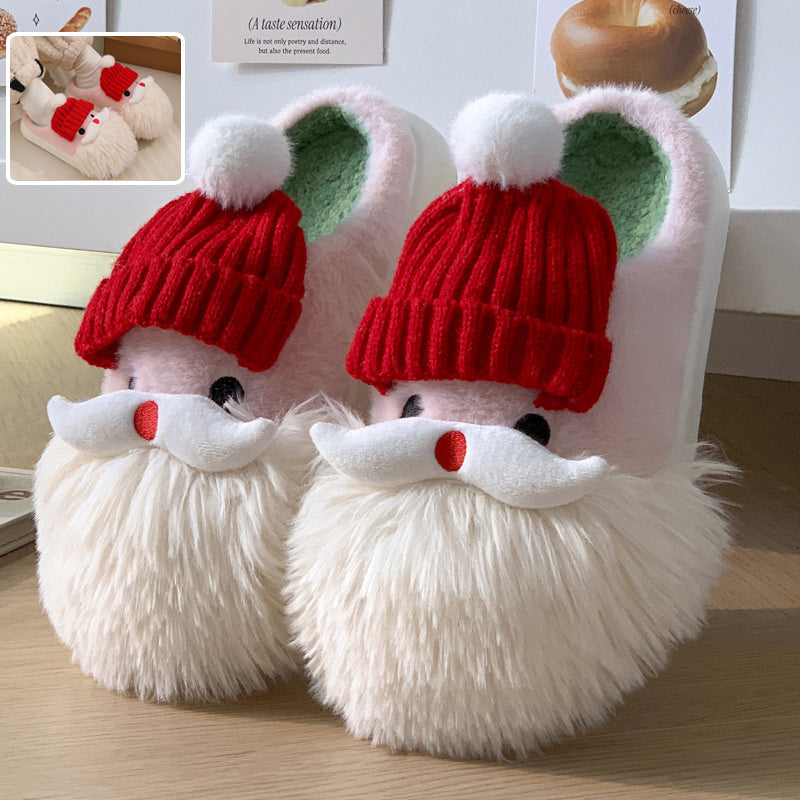 Super Soft and Fluffy White and Red Santa Clause 3D Slippers-Theone Apparel