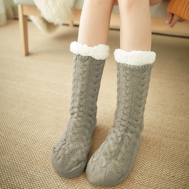 Super Soft and Thick Stretchy Ankle Socks with Traction Bottoms-Light coffee-Theone Apparel