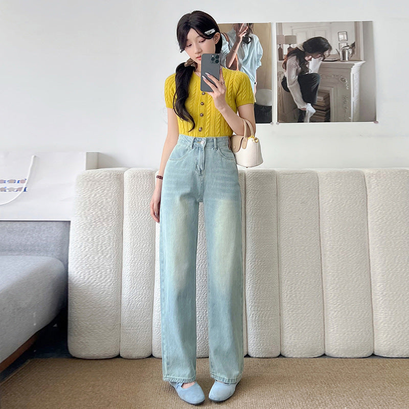 Tall Fit Cropped Straight-Leg Jeans for Women-Theone Apparel