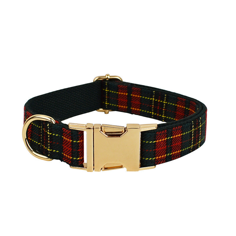 Tartan Plaid Christmas Holiday Bow Dog Leash Collar Harness-Dog Collar-Theone Apparel