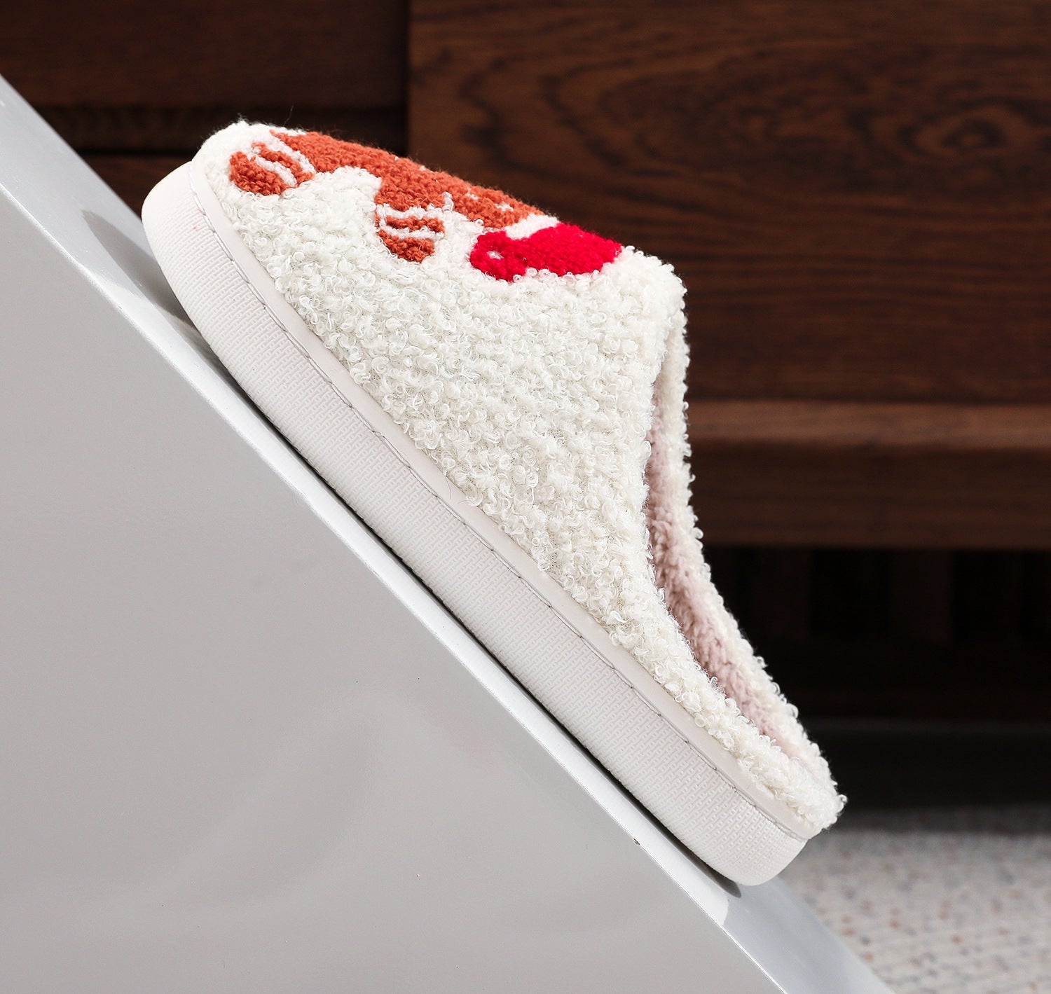 Ultra Soft Fleece Closed Toe Slip On Gingerbread House Shoes-Theone Apparel