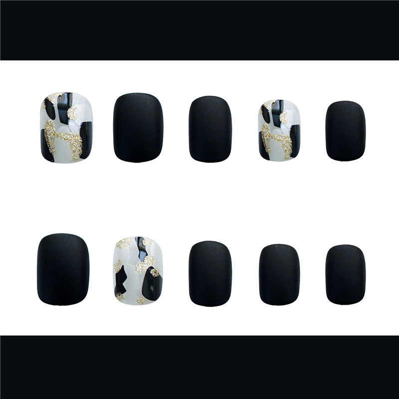 Women's Black and White False Nail Set with Accent Nails-Theone Apparel