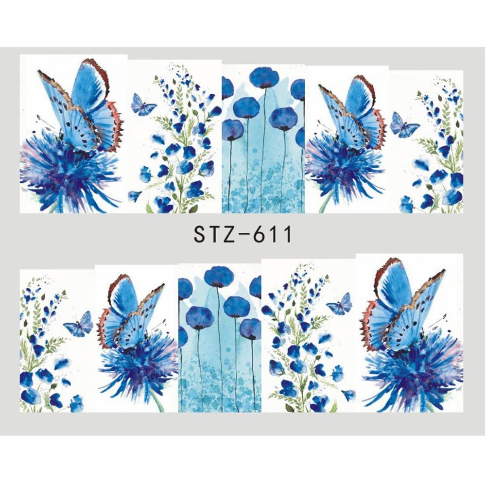 Women's Floral Nail Stickers for Accent Nails and False Nails-STZ 611-Theone Apparel