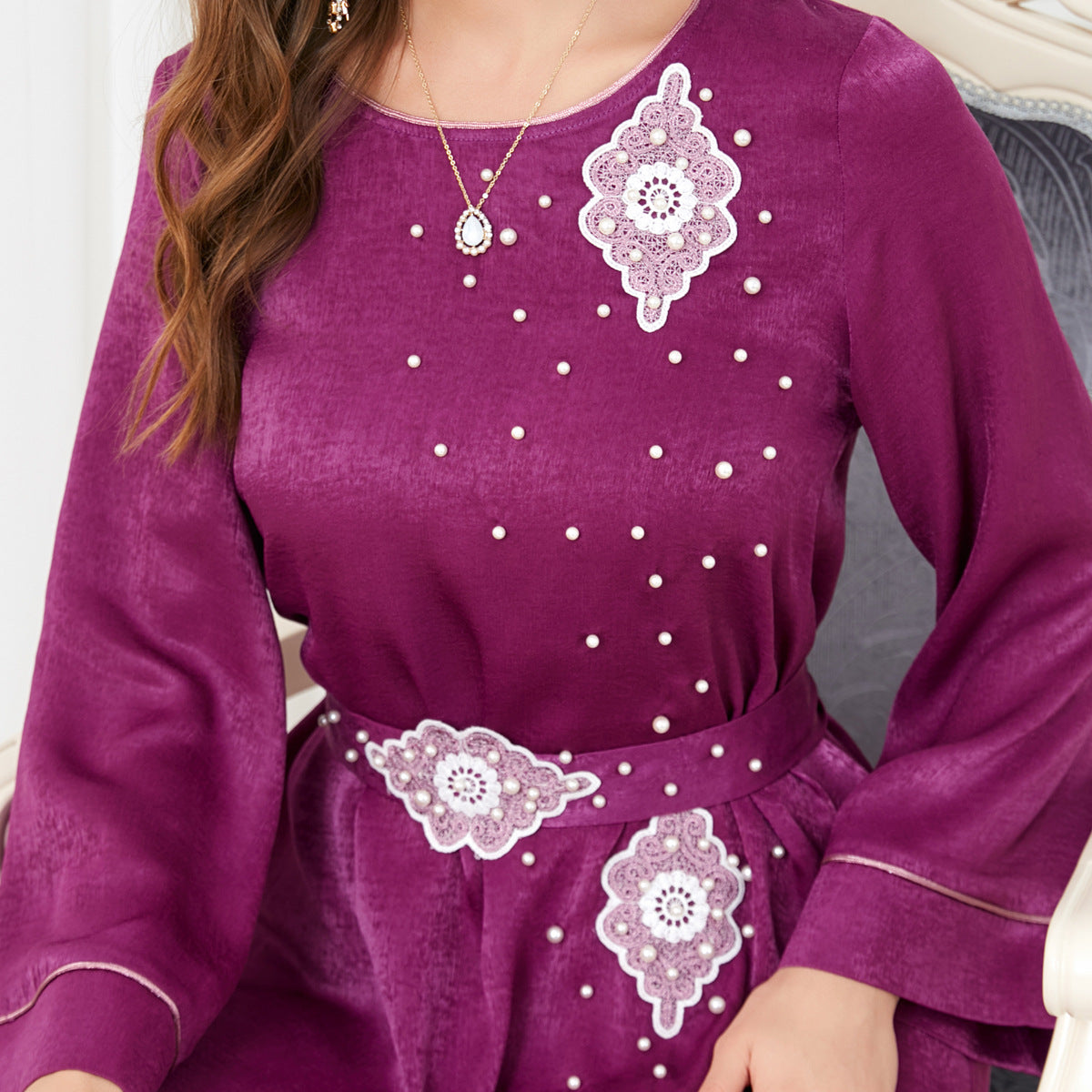 Women's Long Sleeve Silky Flowy Maxi Dress