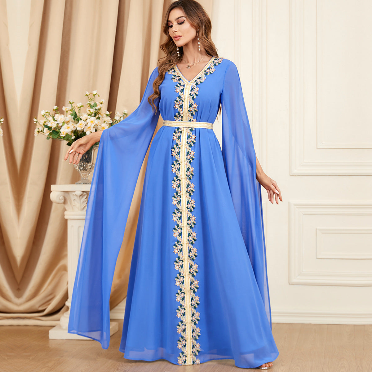 Women's Maxi Dress with Extra Long Sleeves