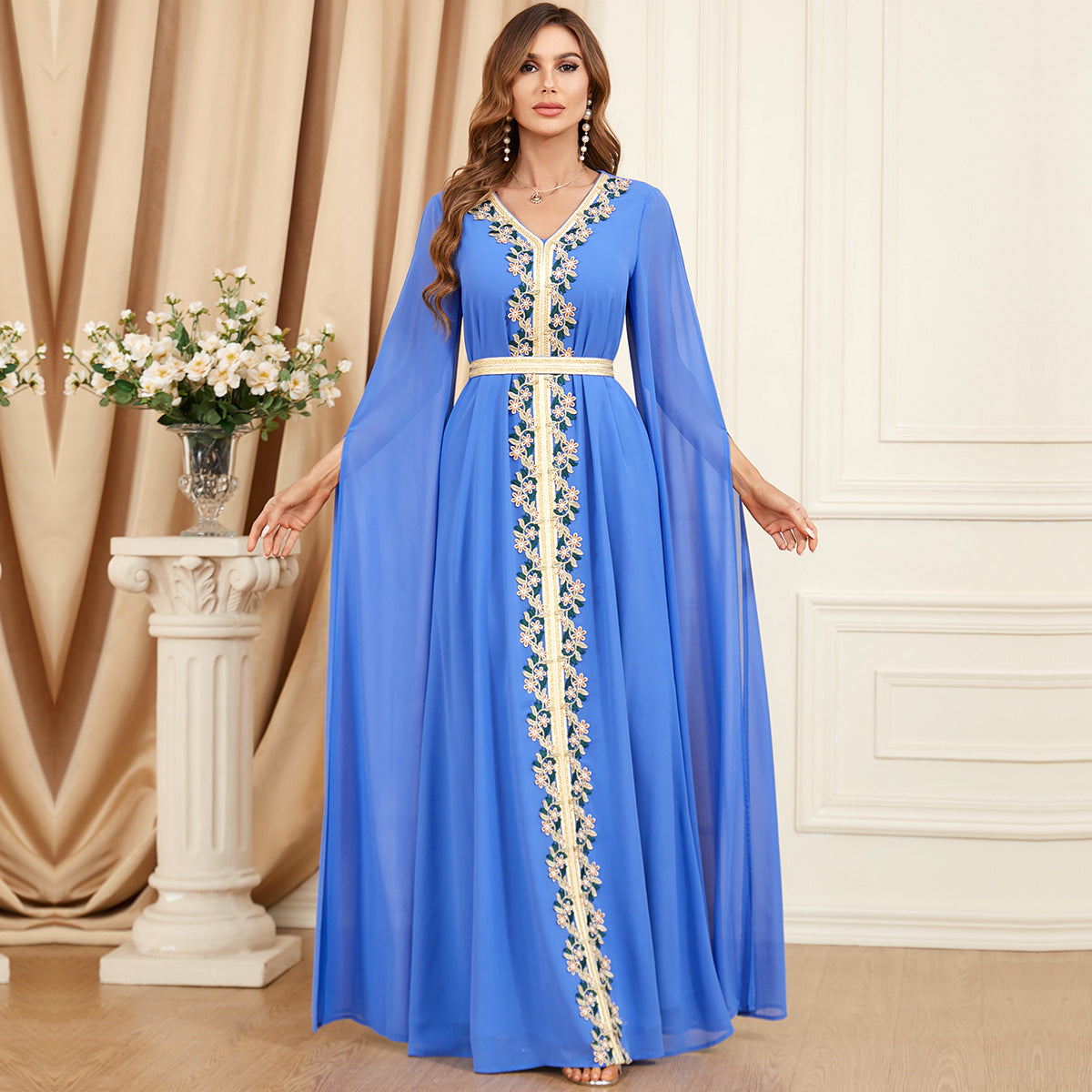 Women's Maxi Dress with Extra Long Sleeves