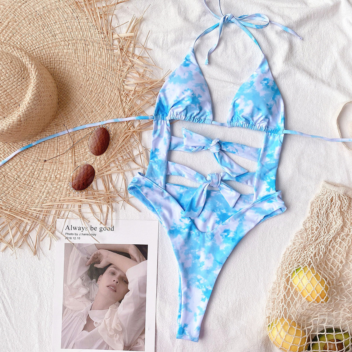 Women's One Piece Cutout Swimsui with Tie Details-Theone Apparel