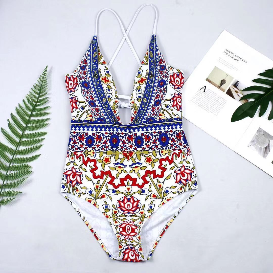 Women's One Piece Red, White and Gold Swimsuit-Theone Apparel