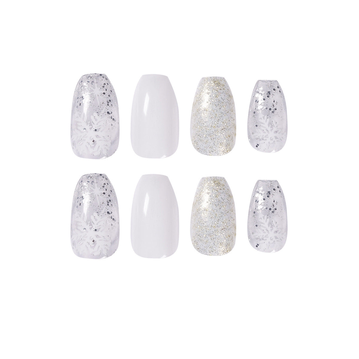 Women's Snowflake Winter Themed Gliter Nail set wth Accent Nails-Theone Apparel