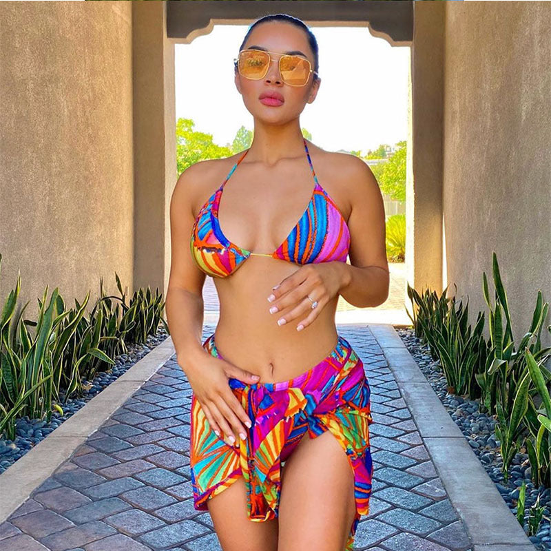 Women's Three Piece Bikini Set with Matching Coverup-Theone Apparel