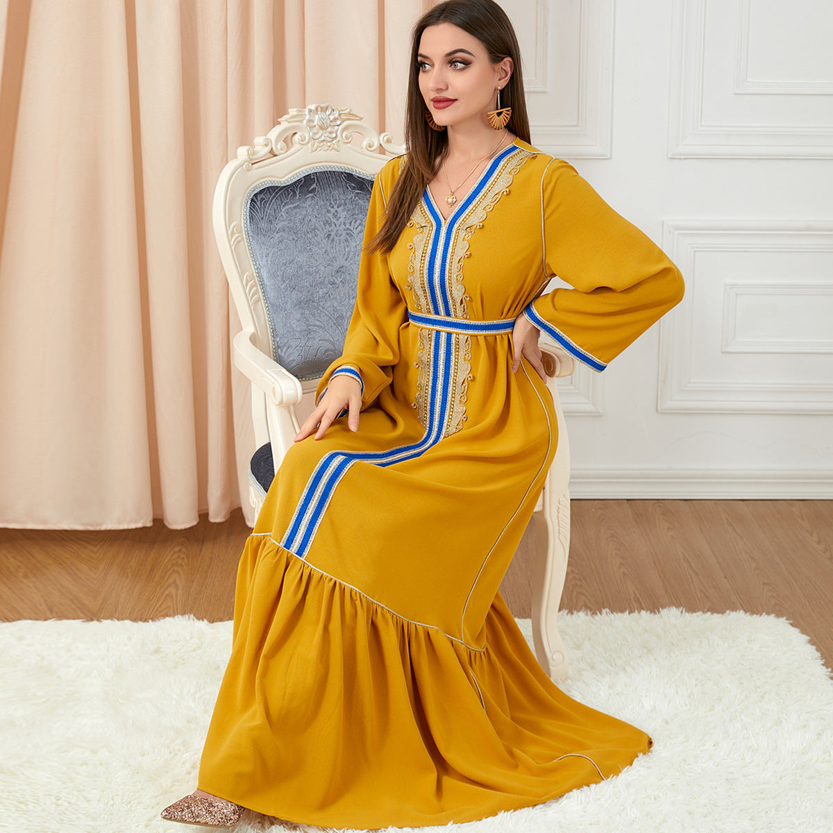 blue and yellow maxi dress Amaya Lemon Strapless  Chic Couture Online 64 cm / 25.2 Satin Yellow And Blue Maxi