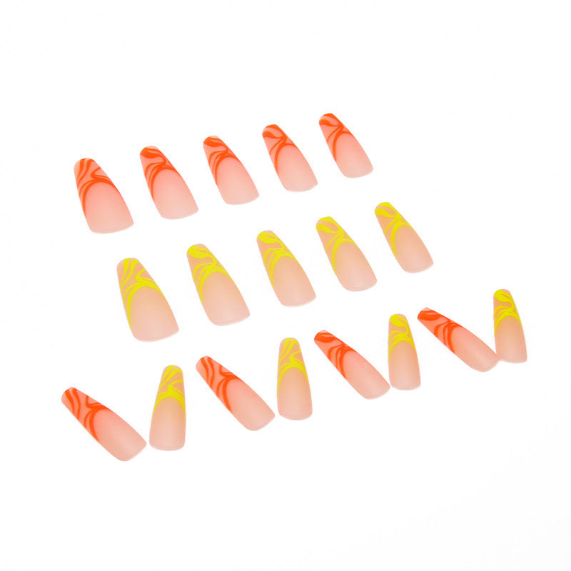 Women's Vibrant Coffin Shaped Nail Set with Neon Tips-Theone Apparel
