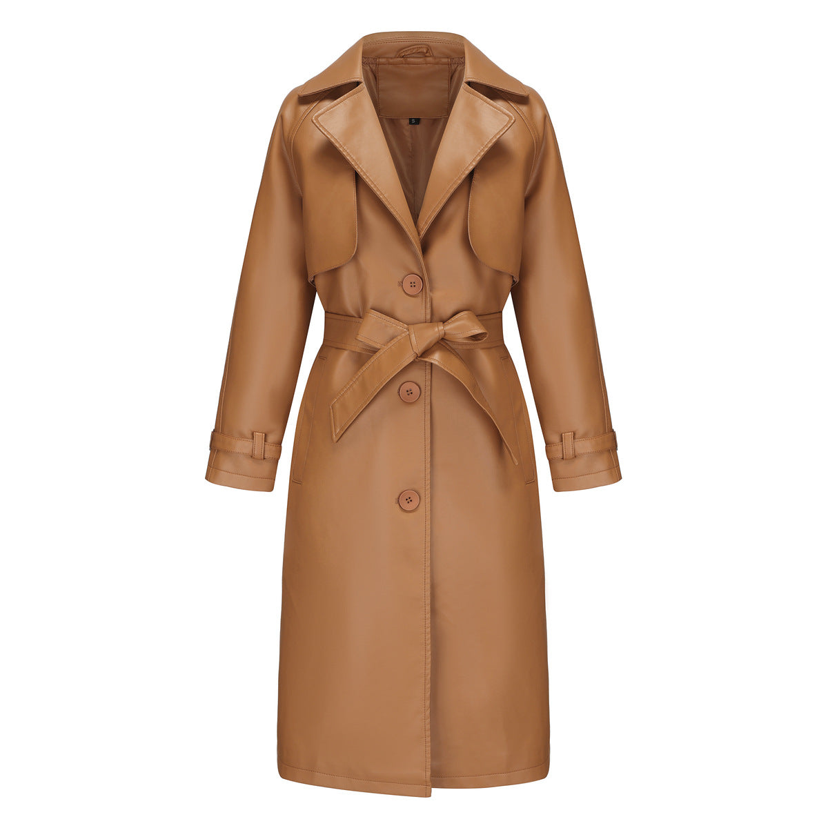 Long Loose Fit Trench Coat With Lapel And Belt