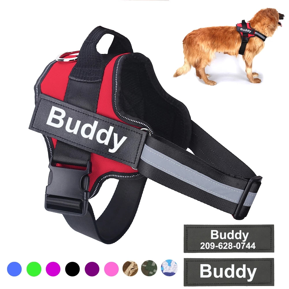 Personalized No Pull Reflective Dog Harness With Custom Patch