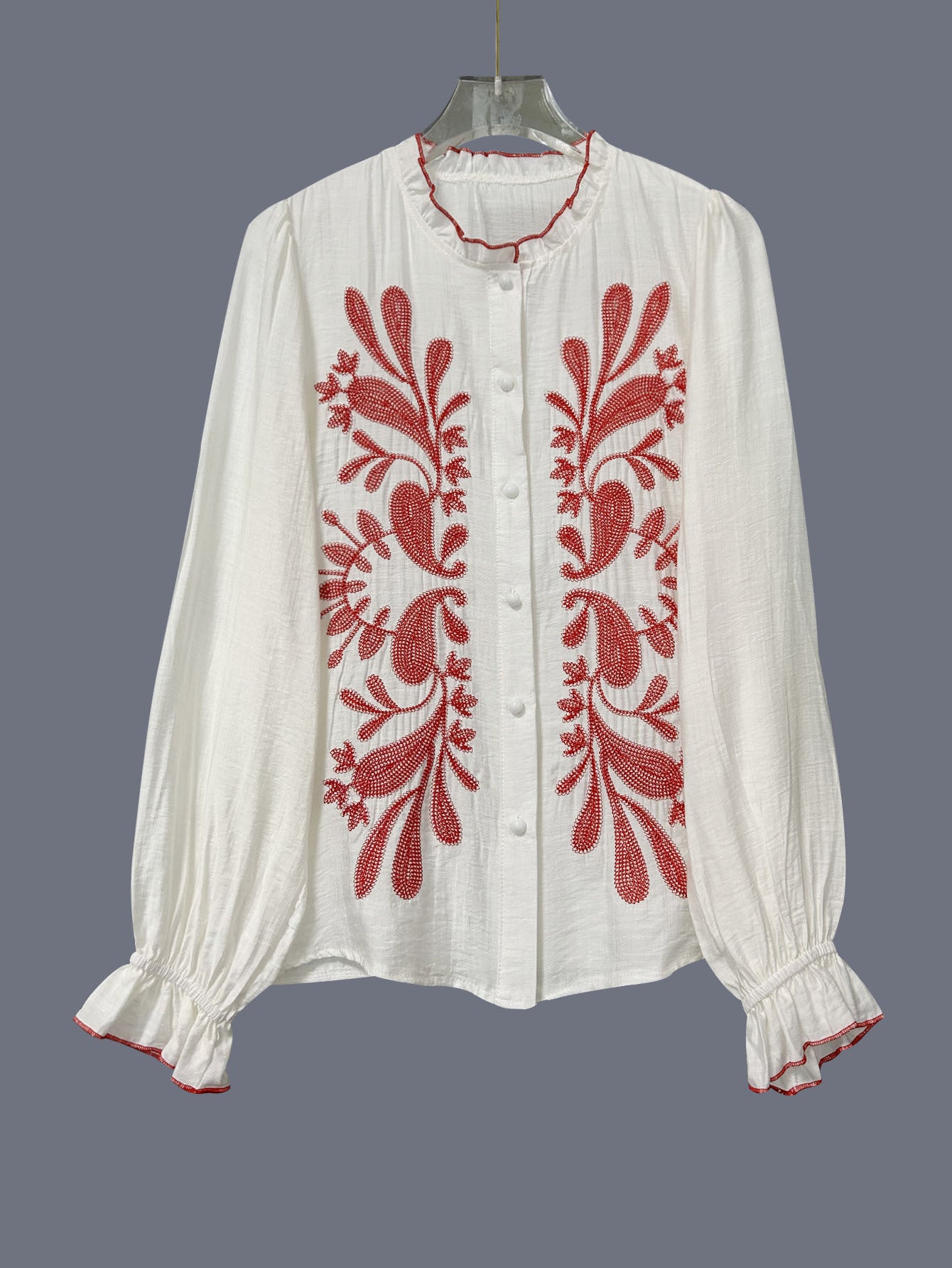 Women's Street-Style Fashion Long-Sleeve Printed Patchwork Blouse