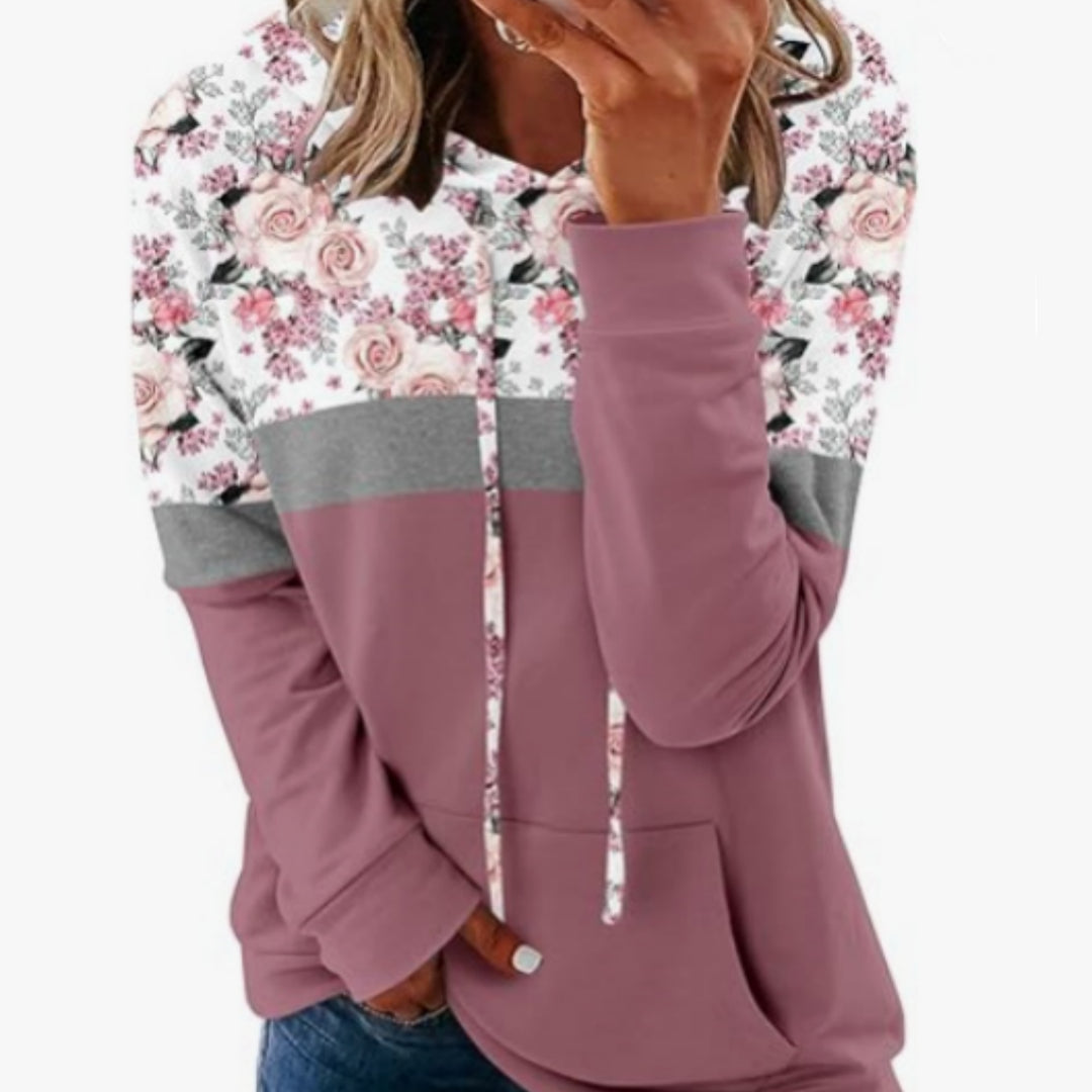 New Women's Casual Color-block Striped Hooded Sweatshirt