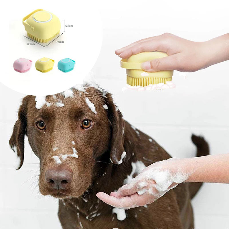 Silicone Dog Bath Massage Gloves With Shampoo Dispenser