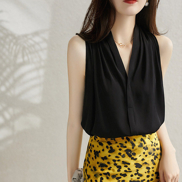 French-style Elegant And Chic Halter-neck Smooth Camisole