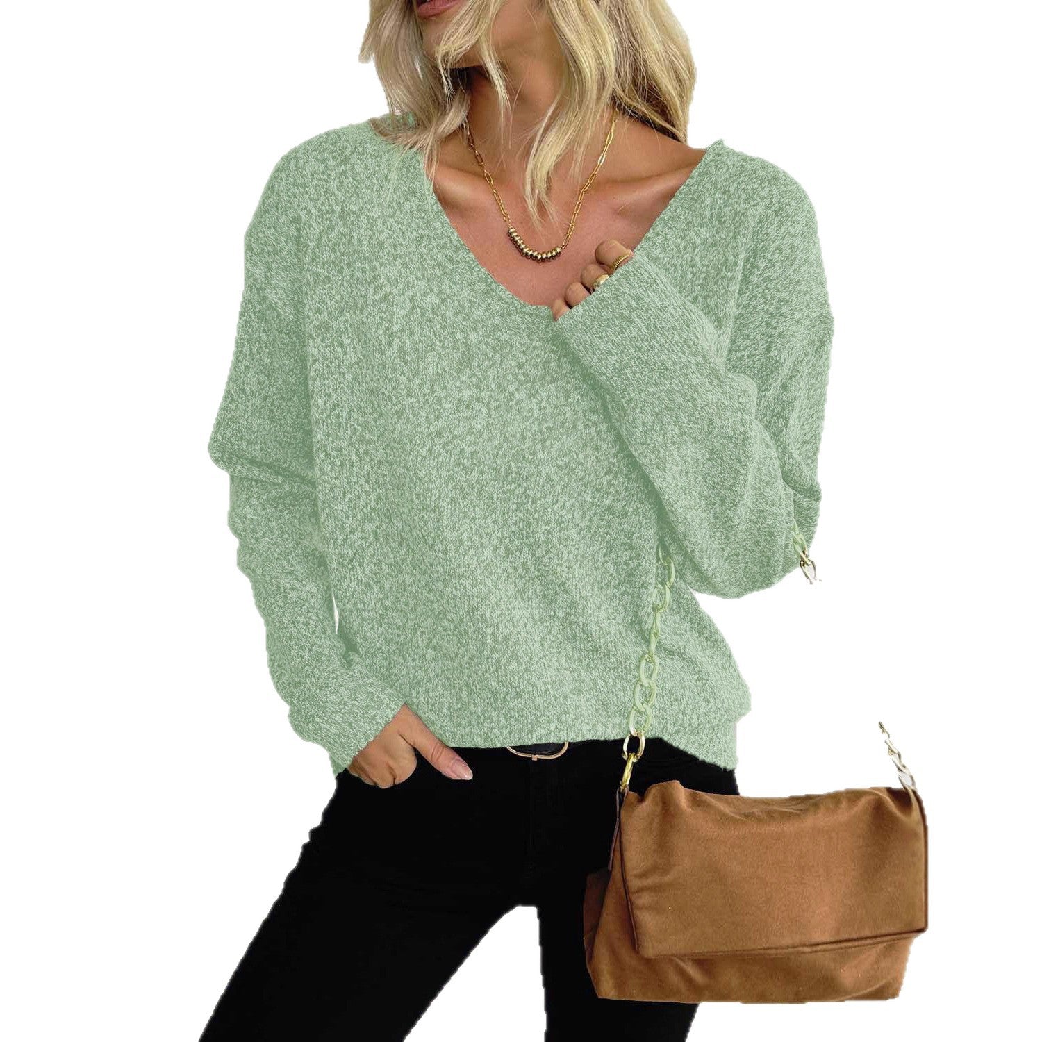 Multi-Color Patterned Pullover Knit Sweater For Women