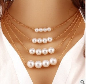 Four Tiered Pearl Necklace