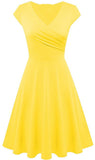 Solid Flutter-Sleeve V-Neck A-Line Dress