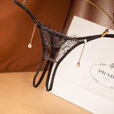 Lace and Pearls Cutout Thong Underwear