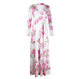 Maxi -jurk met lange mouwen met grote bloemenprint