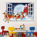 Santa Claus and Raindeer 3D Wall Stickers