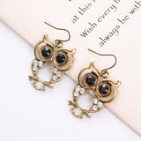 Gold and Black Owl Earrings