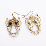 Gold and Black Owl Earrings
