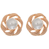 Swirling Gold and Pearl Earrings