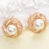 Swirling Gold and Pearl Earrings