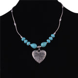 Heart and Turquoise Pendant Necklace