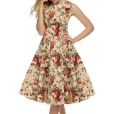 Floral High Neck Sleeveless Dress
