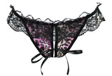 Thick Lace Waistband Thong with Ribbon Detail