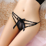 Three Tiered Mesh Thong with Bow Detail