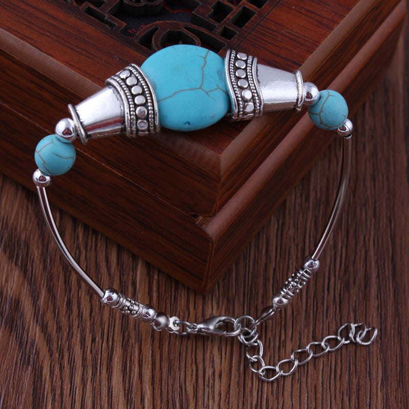 Circular Turquoise Accent Beaded Bracelet