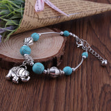 Turquoise Elephant Charm Bracelet