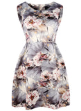 Floral Satin Sleeveless A-Line Dress