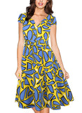 Mod Abstract Patterned Surplice Dress