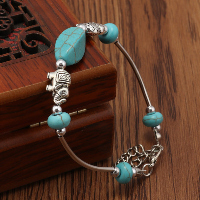 Cute Turquoise Elephant Charm Bracelet