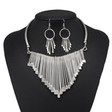 Metallic Tassel Necklace Set