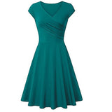 Solid Flutter-Sleeve V-Neck A-Line Dress