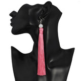 Red Tassel Pearl Drop Earrings