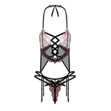 Lace Teddy Corset Garter and G String
