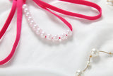 Embroidered Flower Pearl Strand G String - Theone Apparel