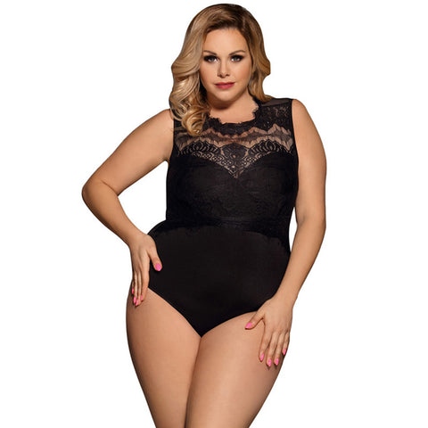 Plus Size Form-Fitting Lace Bodice Romper